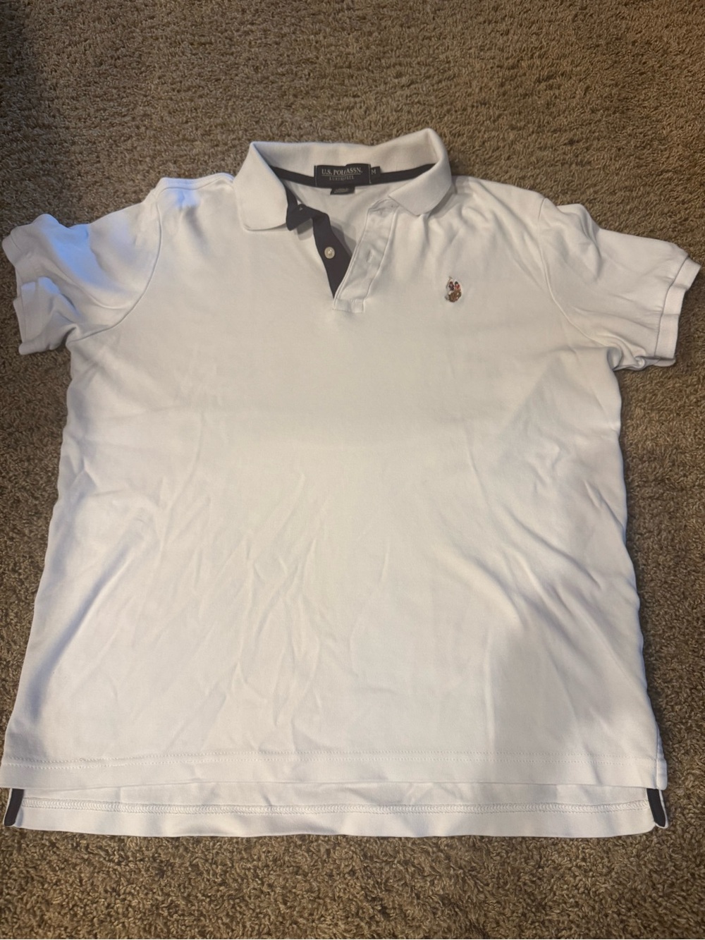 U.S. Polo Assn. White Polo with Navy Contrast Trim